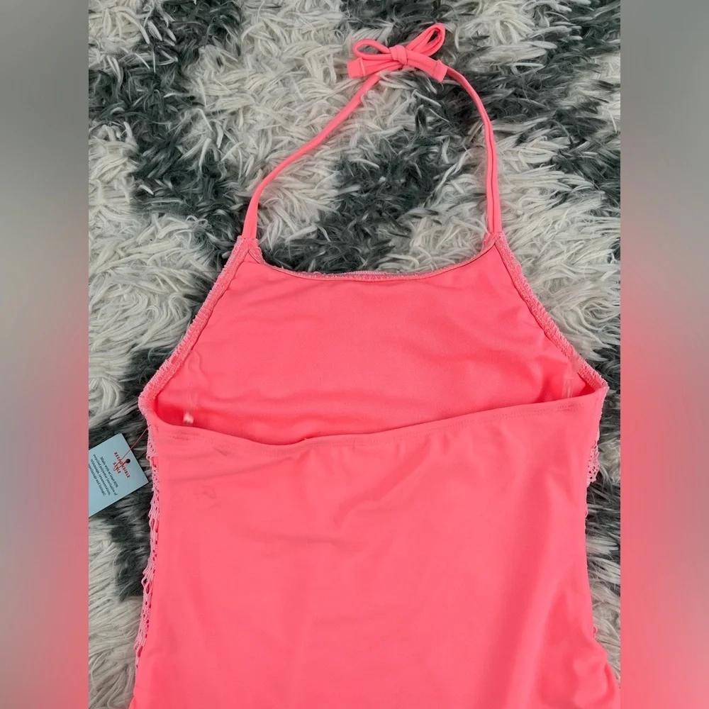 NWT Cat & Jack Kids Girls Pink Halter One Piece Swimsuit Size Large